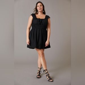 NWT Anthropologie black smocked waist dress